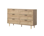 Oikiture 6 Chest of Drawers Dresser Chest Storage Cabinet Tallboy Natural