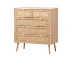 Oikiture 5 Chest of Drawers Dresser Chest Storage Cabinet Tallboy Rattan