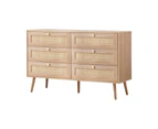 Oikiture 6 Chest of Drawers Dresser Chest Storage Cabinet Tallboy Rattan