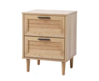 Oikiture Bedside Table Nightstand 2 Drawers Side End Table Storage Natural