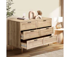 Oikiture 6 Chest of Drawers Dresser Chest Storage Cabinet Tallboy Natural