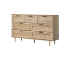 Oikiture 7 Chest of Drawers Dresser Chest Storage Cabinet Tallboy Natural