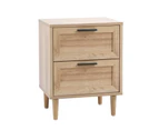 Oikiture Bedside Table Nightstand 2 Drawers Side End Table Storage Natural