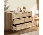 Oikiture 7 Chest of Drawers Dresser Chest Storage Cabinet Tallboy Natural