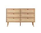 Oikiture 6 Chest of Drawers Dresser Chest Storage Cabinet Tallboy Rattan