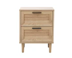 Oikiture Bedside Table Nightstand 2 Drawers Side End Table Storage Natural