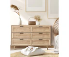 Oikiture 6 Chest of Drawers Dresser Chest Storage Cabinet Tallboy Natural