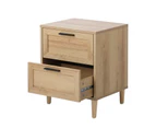 Oikiture Bedside Table Nightstand 2 Drawers Side End Table Storage Natural