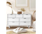 Oikiture 7 Chest of Drawers Dresser Chest Storage Cabinet Tallboy White