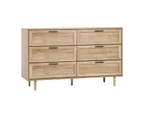 Oikiture 6 Chest of Drawers Dresser Chest Storage Cabinet Tallboy Natural