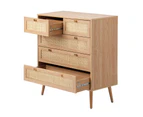 Oikiture 5 Chest of Drawers Dresser Chest Storage Cabinet Tallboy Rattan