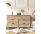 Oikiture 7 Chest of Drawers Dresser Chest Storage Cabinet Tallboy Natural