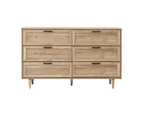 Oikiture 6 Chest of Drawers Dresser Chest Storage Cabinet Tallboy Natural