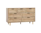 Oikiture 7 Chest of Drawers Dresser Chest Storage Cabinet Tallboy Natural