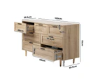 Oikiture 7 Chest of Drawers Dresser Chest Storage Cabinet Tallboy Natural