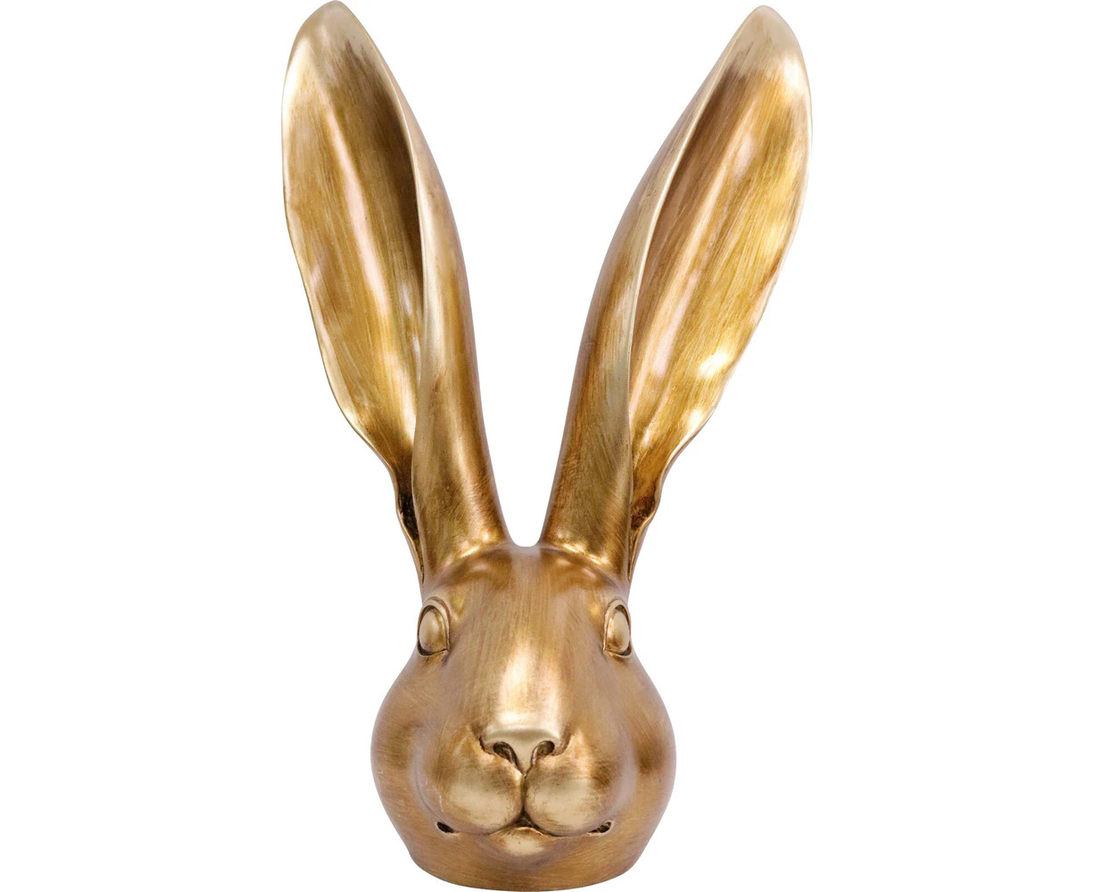 LVD XL Resin Hare Head Sculpture Figurine Tabletop Home Decor 36.5cm Gold