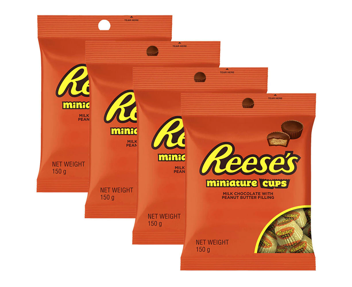 4x Reese's 150g Peanut Butter Chocolate Miniature Cups Bag Sweet/Confectionery