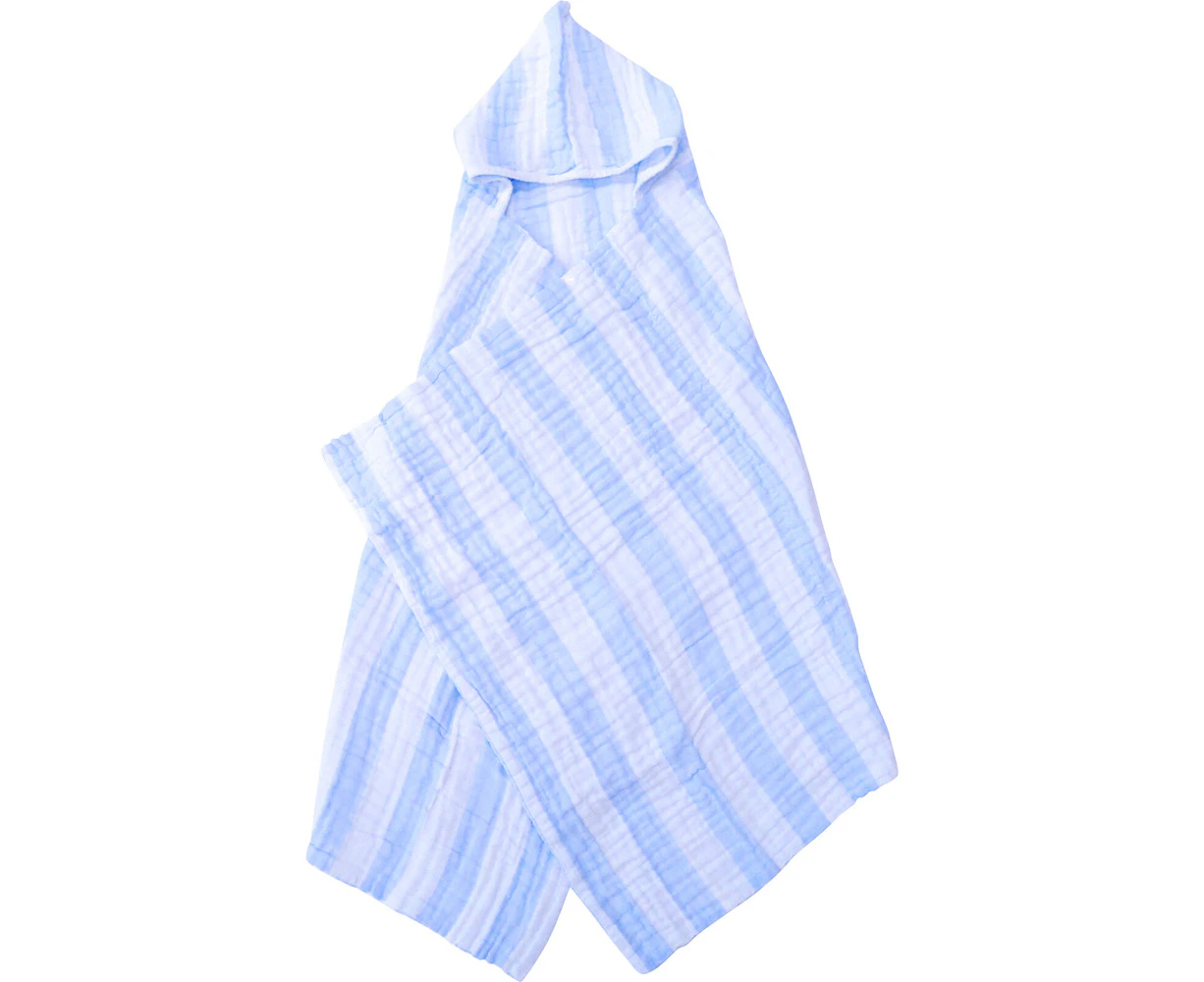 LVD Sky Cotton Hooded Swaddle Soft/Gentle Baby Wrap Blanket 127x66cm BLU/WHT