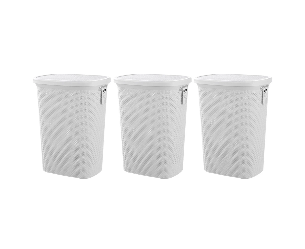 3x 2pc Boxsweden 62L Aero Laundry Hamper Lidded Clothes Storage 45x60cm Assort