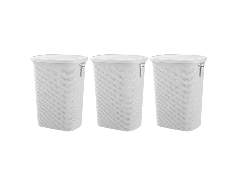 3x 2pc Boxsweden 62L Aero Laundry Hamper Lidded Clothes Storage 45x60cm Assort