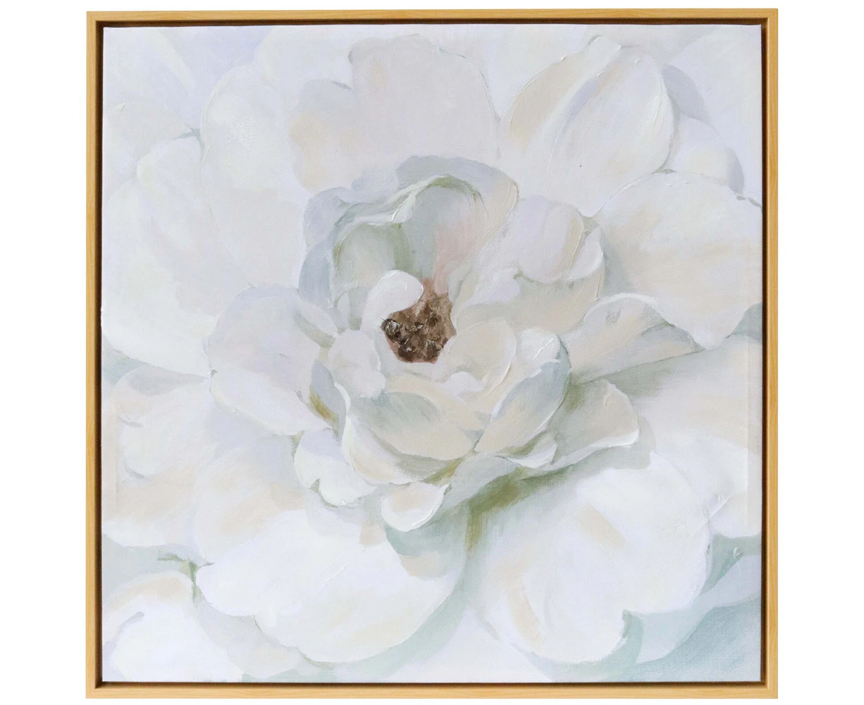 LVD Framed Canvas/Resin Neutral Peony Wall Hanging Home Decor Display 80cm