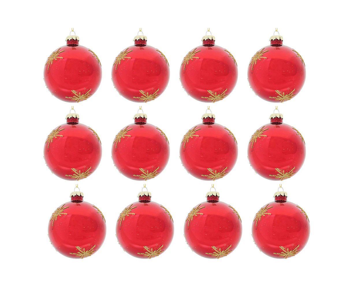 12x LVD Glass Bauble Scarlett Seasonal Christmas Decoration Hanging Home Decor