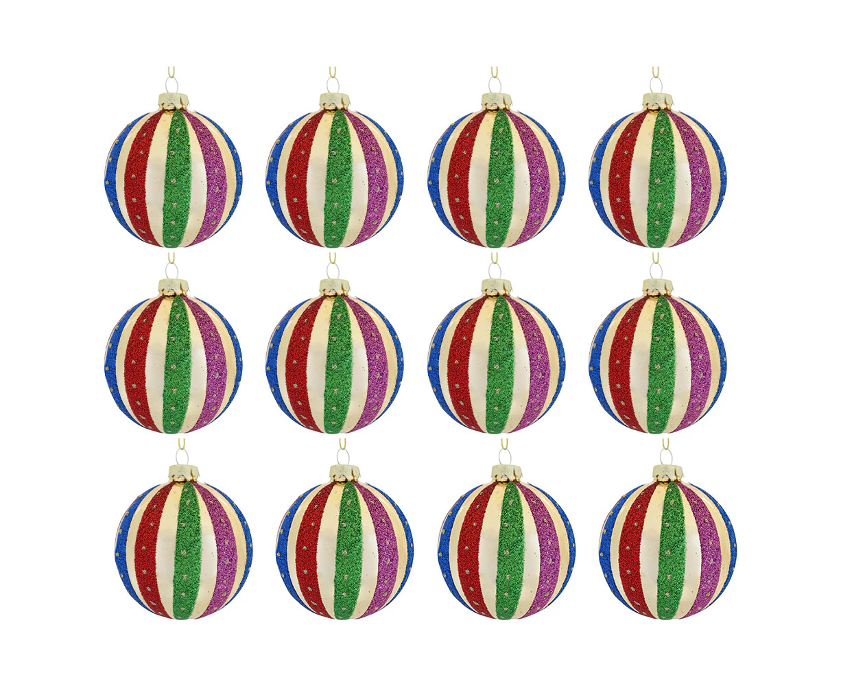 12x LVD Glass Bauble Holiday Seasonal Christmas Decoration Hanging Home Decor