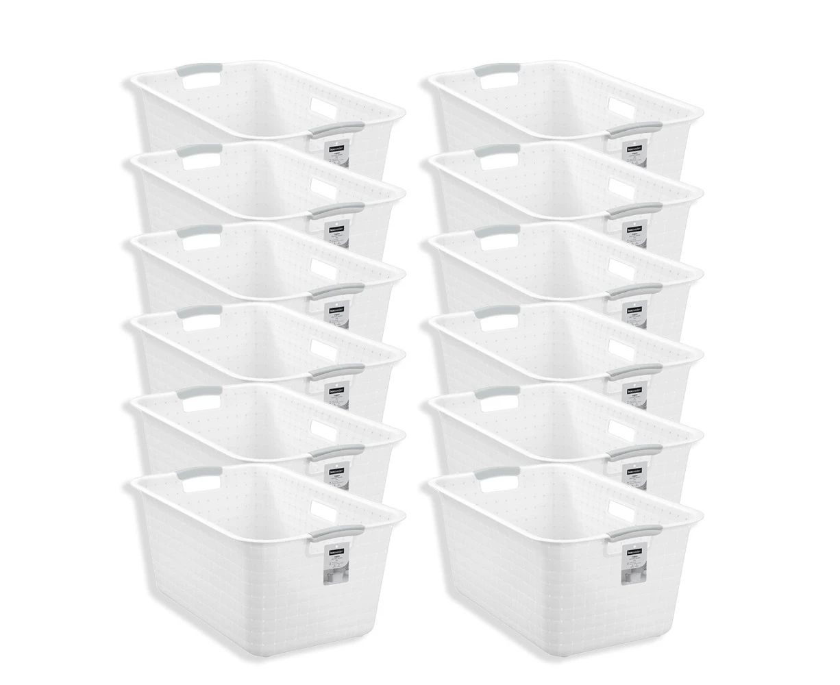 12x Boxsweden 45L Logan Laundry Basket Clothes Humper 59.5x39cm w/ Handle White