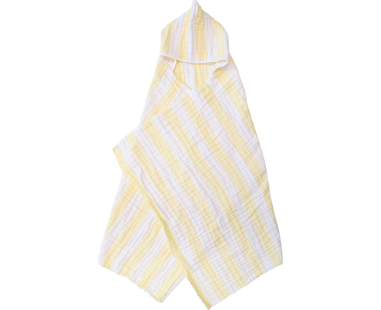 LVD Striped Cotton Hooded Swaddle Soft/Gentle Baby Wrap 127x66cm Yellow/WHT