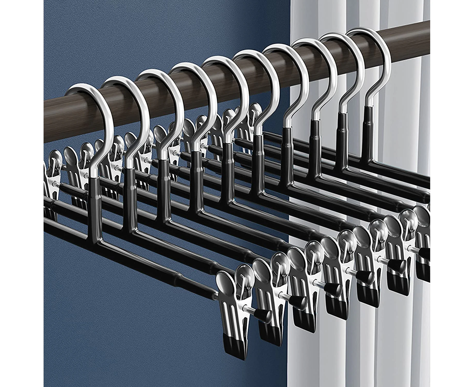 5 Pack 12 Inch Pants Rack Skirt Rack with Clips Non-Slip Hangers for Heavy Duty Ultra-Thin Space Saving Hangers - 5 Pack