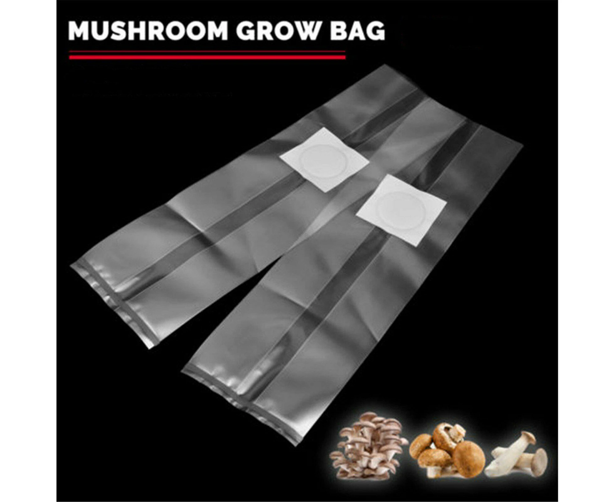 50PCS Mushroom Grains Spawn Grow Bag 250x500mm Substrate High Temp Pre Sealable