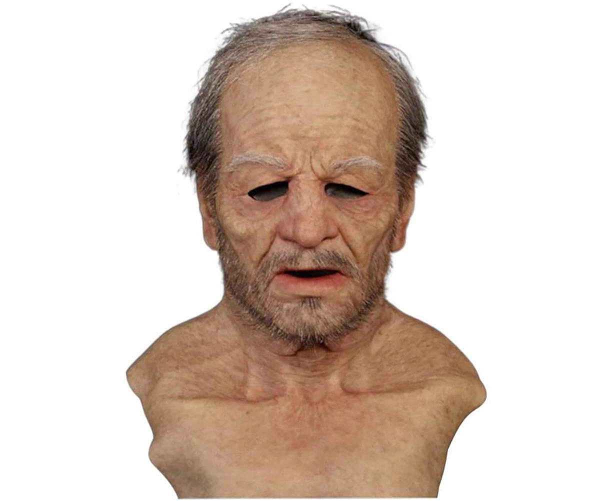 Old Man Face Mask - Realistic Latex Headgear for Halloween and Masquerade Dress-Up