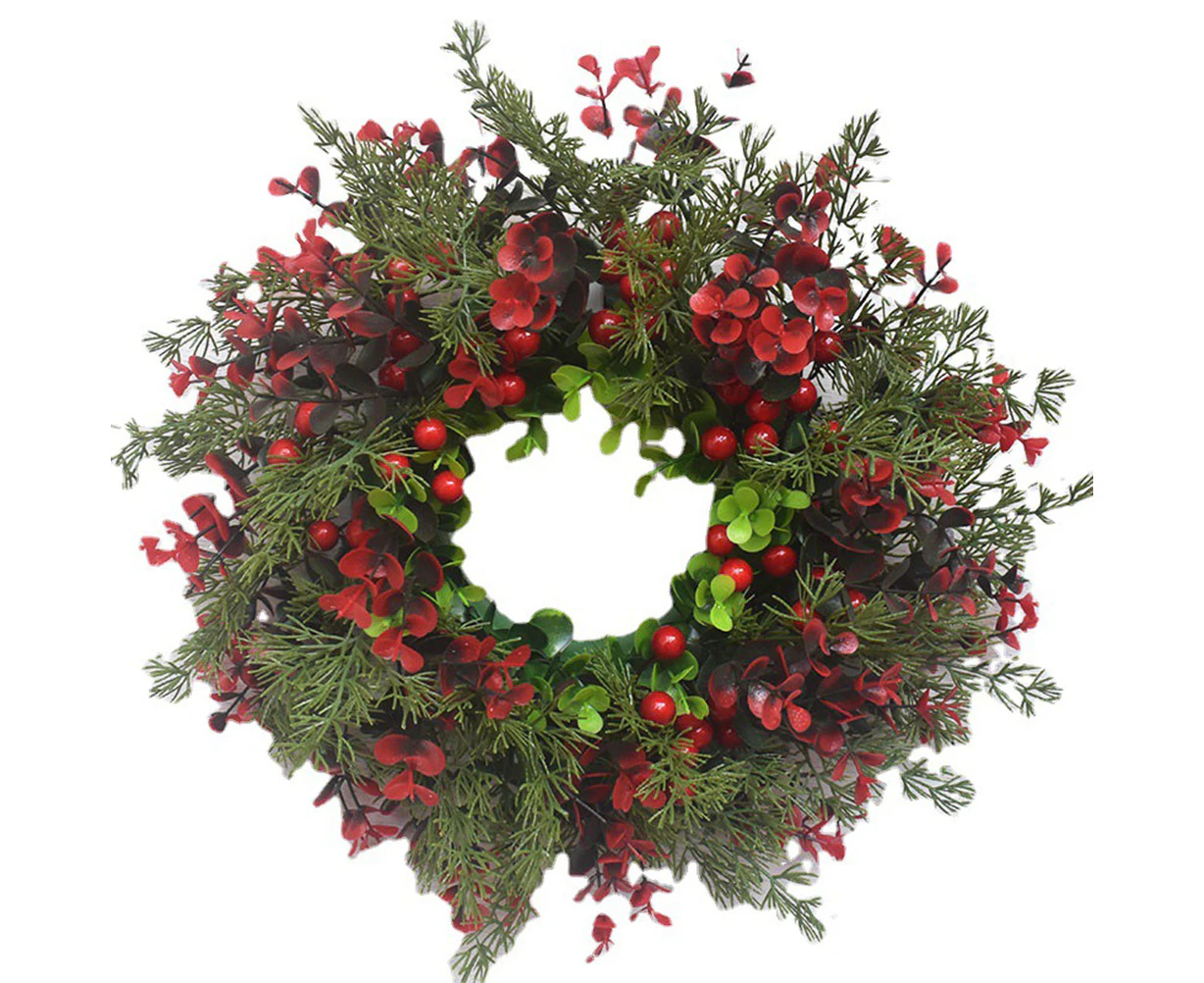 Artificial Red Berries and Eucalyptus Wreath – Christmas Decoration for Living Room and Wall