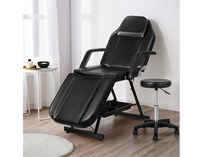 Zenses Massage Table Adjustable Salon Bed Chair 3-Fold Black