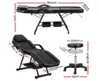 Zenses Massage Table Adjustable Salon Bed Chair 3-Fold Black