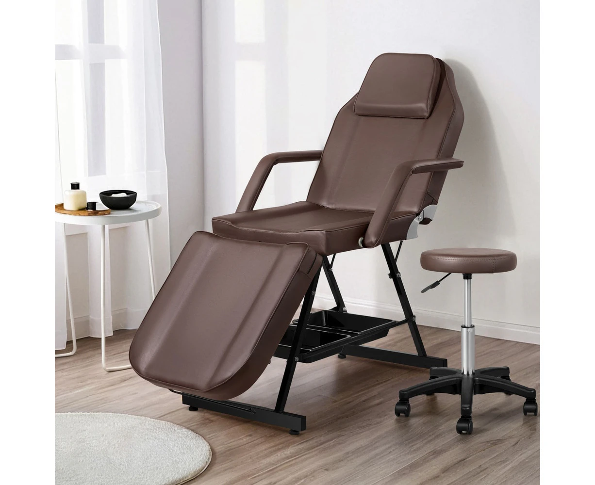 Zenses Massage Table Adjustable Salon Bed Chair 3-Fold Brown