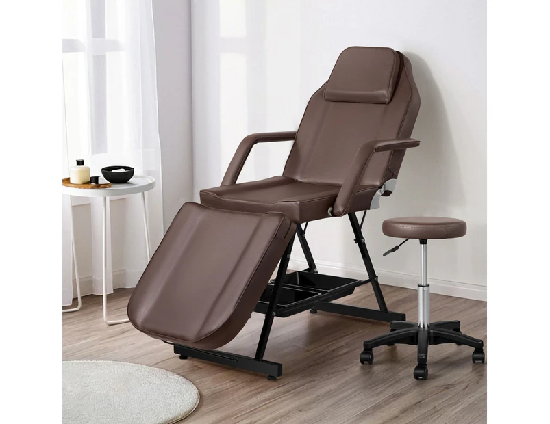 Zenses Massage Table Adjustable Salon Bed Chair 3-Fold Brown