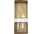 2x 2pc LVD Brass/Resin Cheese Knife/Spatula Ritz Handle Cutlery Utensils Gold