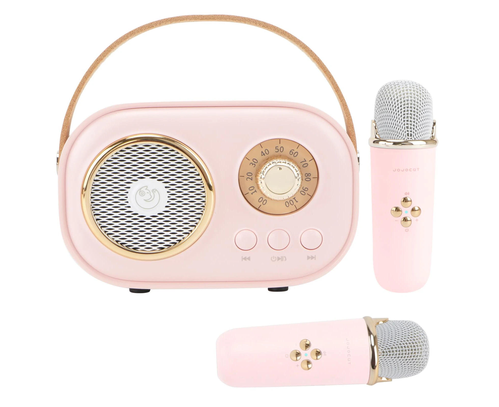 Mini Karaoke Machine for Kids,Portable Bluetooth Speaker with 2 Wireless Microphone,Toys for Girls Boys Gifts,Retro Speaker Set Stereo Sound