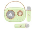 Mini Karaoke Machine for Kids,Portable Bluetooth Speaker with 2 Wireless Microphone,Toys for Girls Boys Gifts,Retro Speaker Set Stereo Sound