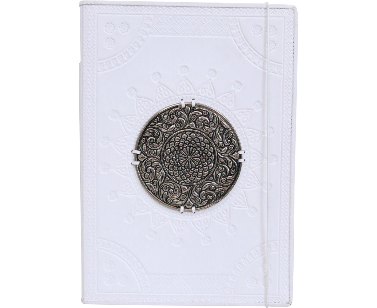 LVD Leather NoteBook Medallion White Stylish Hard Cover Journal/Diary 29x21cm