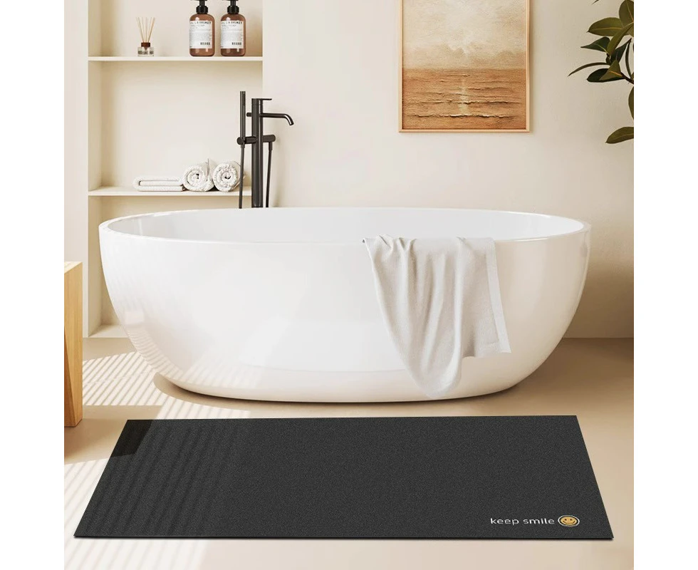 Bath Mat Rug,60x120cm Diatomaceous Earth Bath Mat Soft Fast Drying Non Slip Floor Mat-Dark Black