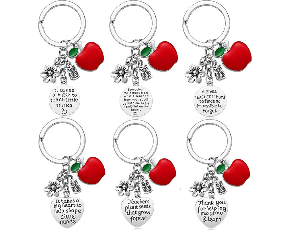 6Pcs Teacher Appreciation Keychain Teacher Key Chain Gifts Teachers' Day Gift Teacher Birthday Gift