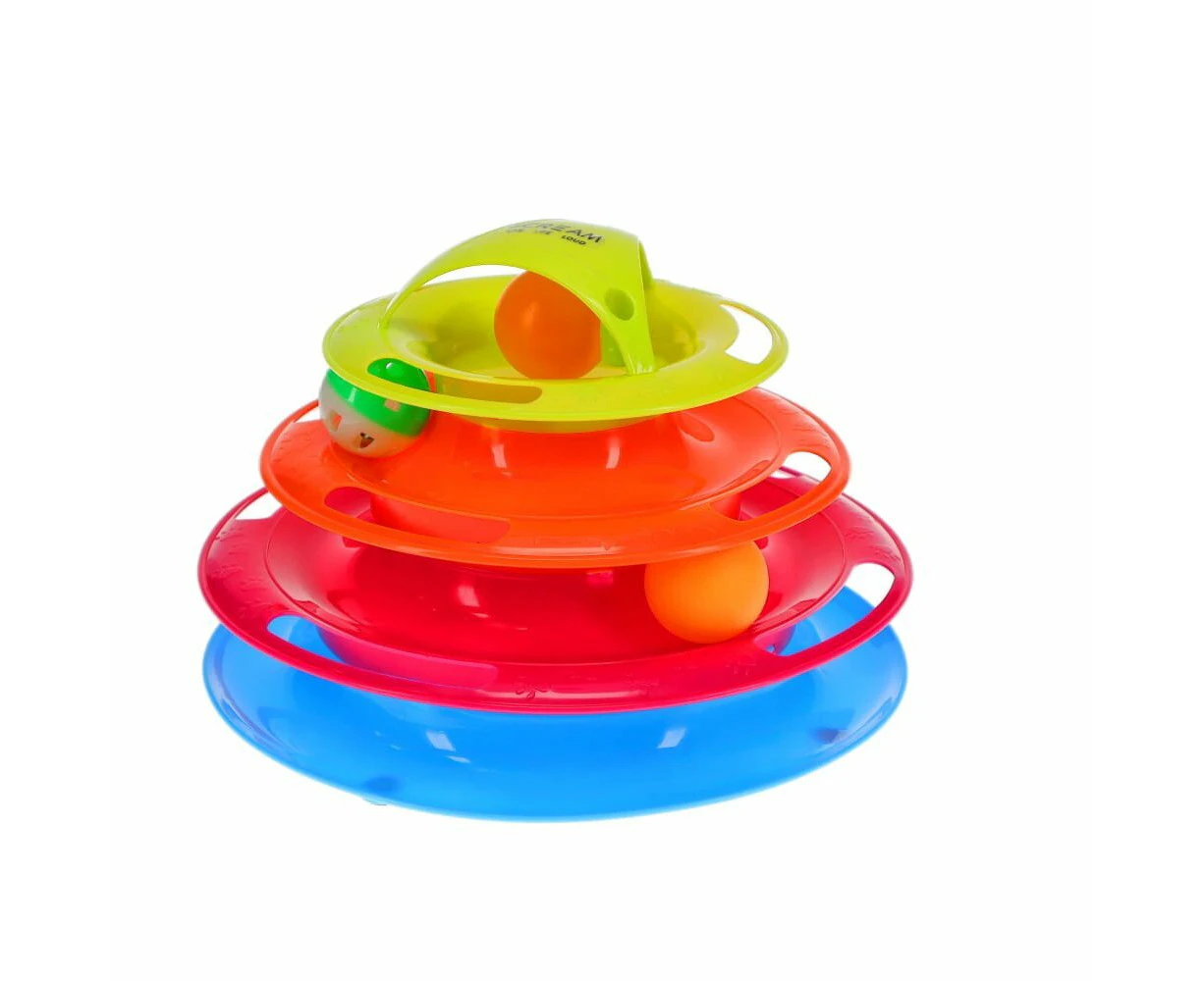 Scream Triple Layer Orb Tower Cat Toy with Top Arch Multicolour 25 x 25 x 16.5cm