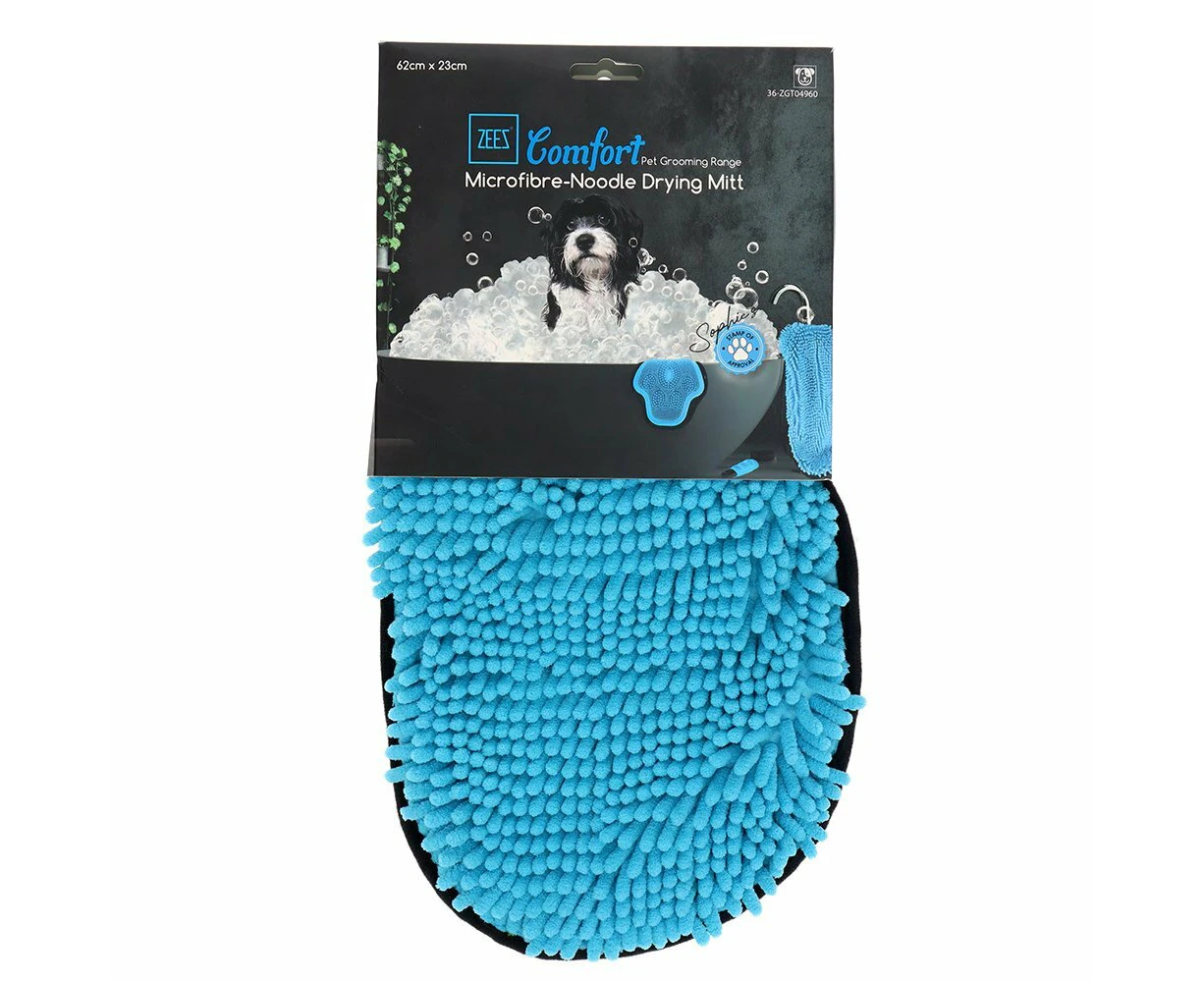 Zeez Comfort Microfibre-Noodle Drying Mitt for Pets 62 x 23cm