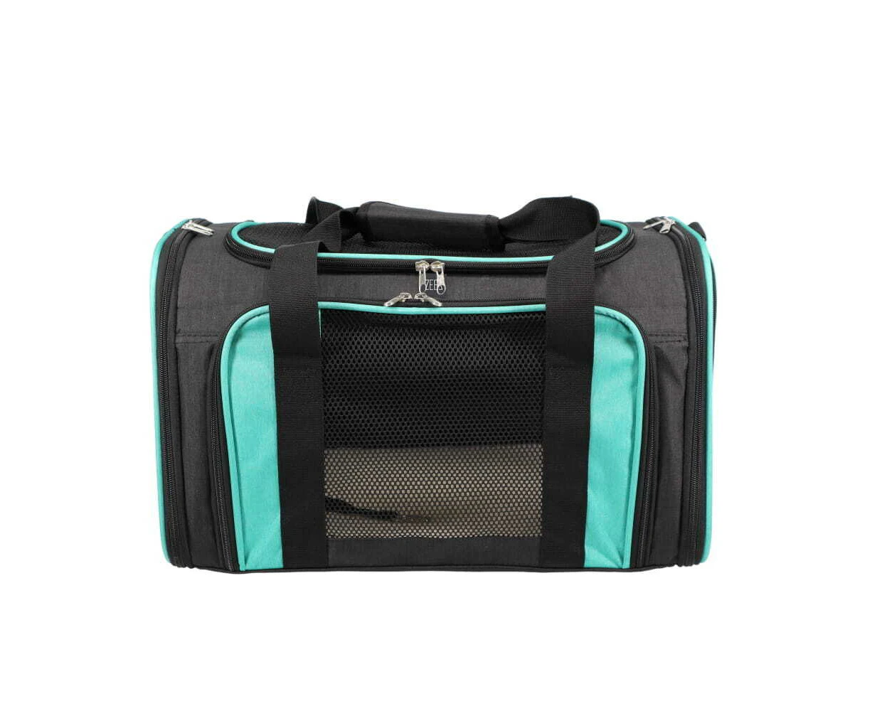 Zeez Foldable Soft Sided Pet Carrier with Multiple Doors Mint Green