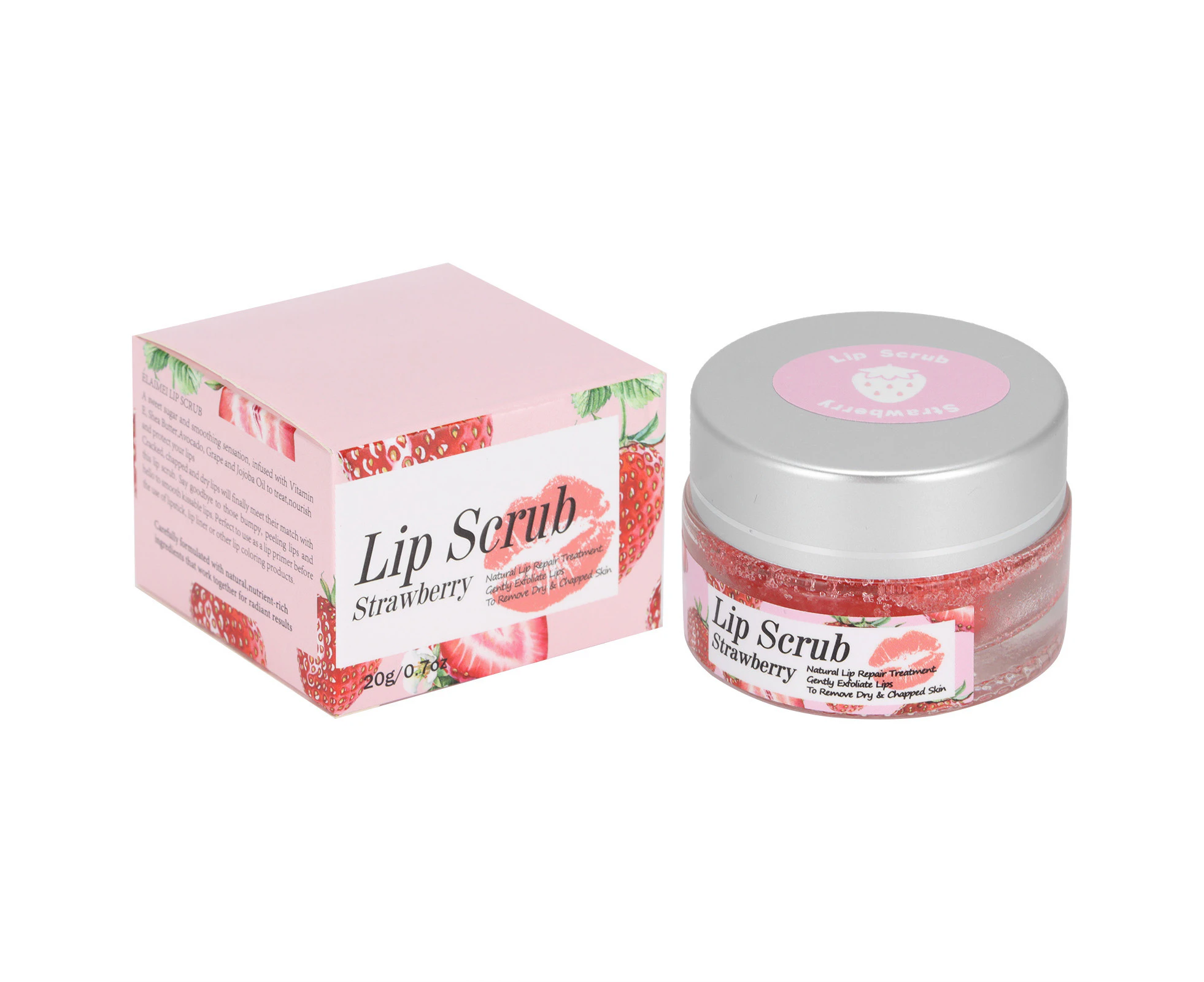 Lip Scrub Natural Gentle Overnight Strawberry Lip Care Mask for Dry and Cracked Lips