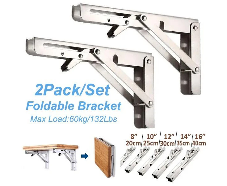 2Pack 8in/10in/12in/14in/16in Foldable Bracket,Good for DIY Shelf Table