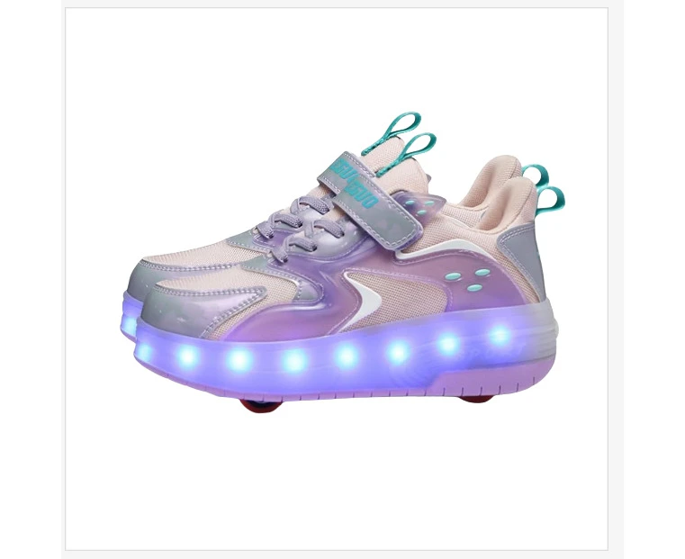 JOSHBERG-588 Kids Roller Shoes Boy Girl Sneakers with Wheels Become Sport Sneaker with Led for Christmas Birthday Children Show Gift