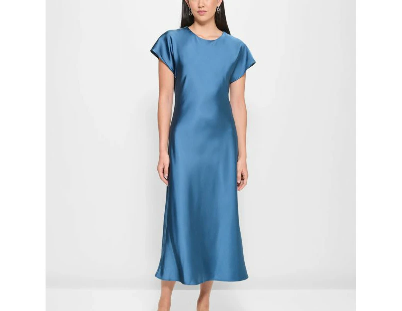 Extended Sleeve Satin Midi Dress - Preview